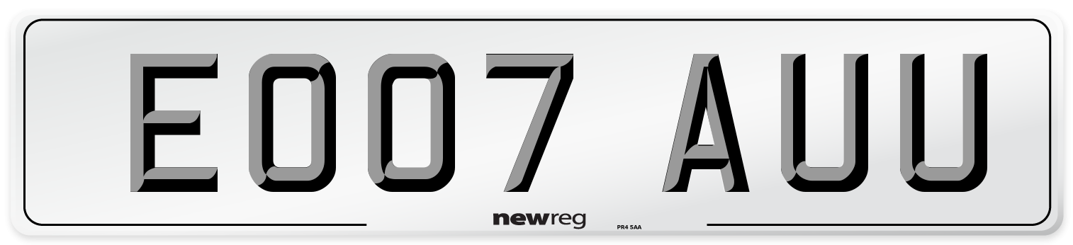 EO07 AUU Number Plate from New Reg
